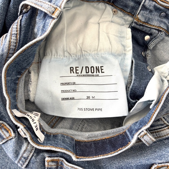 RE/DONE 70s Stove Pipe High Rise Straight Leg Jeans Button Fly Women’s Size 26 - Picture 9 of 10